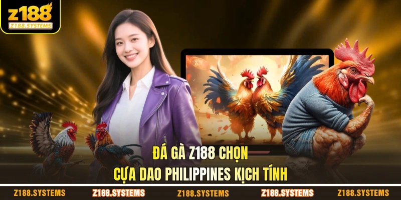 Đá gà Z188 chọn cựa dao Philippines kịch tính